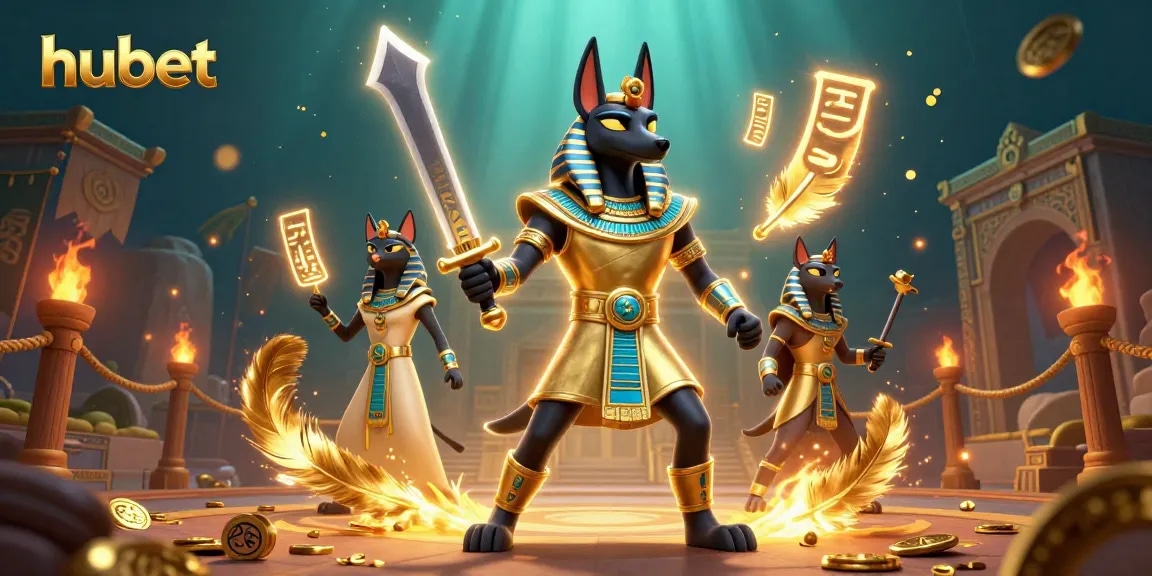 Experience thrilling gameplay at hubet with a captivating scene blending ancient Egyptian elements and casino excitement.