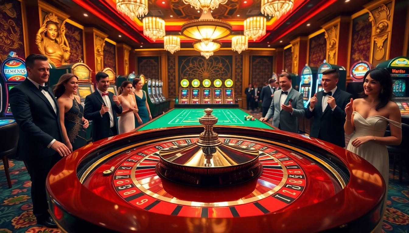 Jouez sur la roulette dans le top casino en ligne moderne, entouré d'un luxe séduisant.