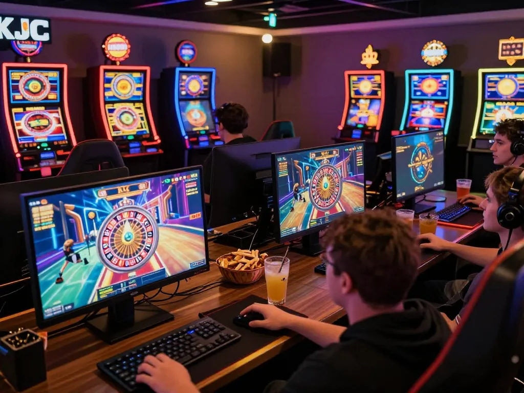 Engaging online KJC gaming experience with vibrant slot machines and roulette screens