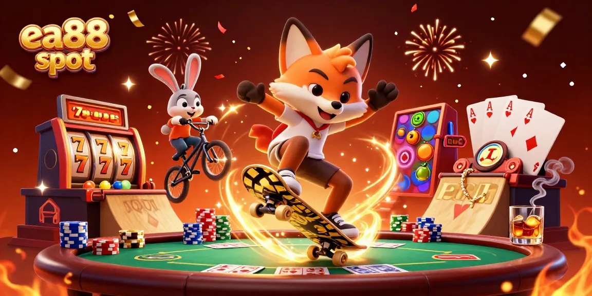 Experience the thrill of ea88 slot with vibrant characters in a dynamic casino scene, showcasing vibrant elements and gameplay.