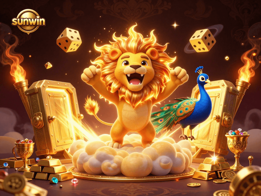 Spin for jackpots at sunwin with a roaring lion and golden treasures