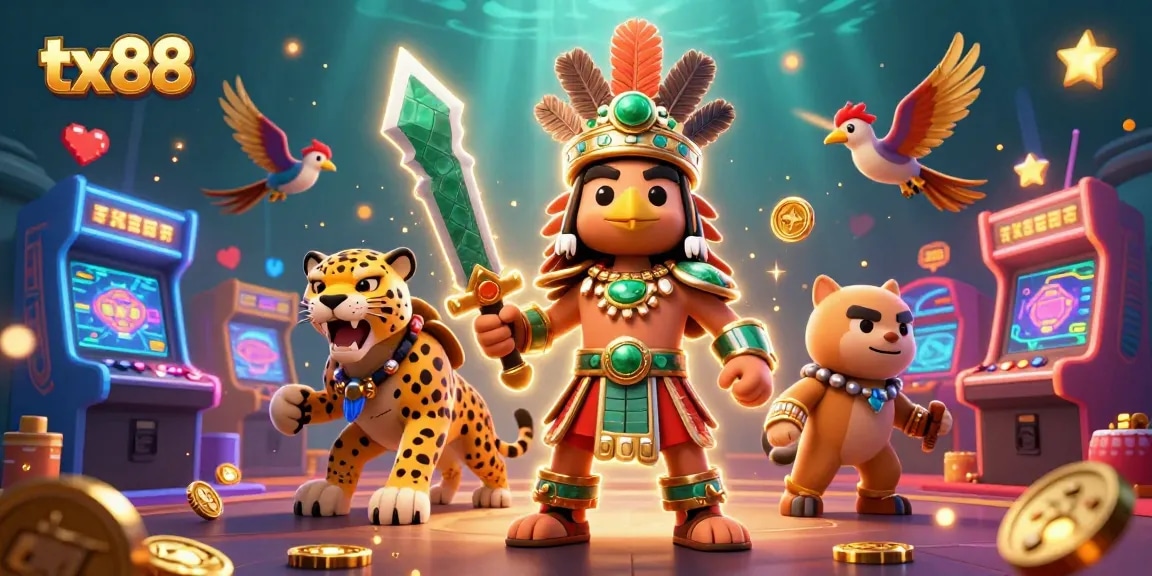 Engage in thrilling gameplay at tx88, featuring vibrant characters and colorful casino elements.