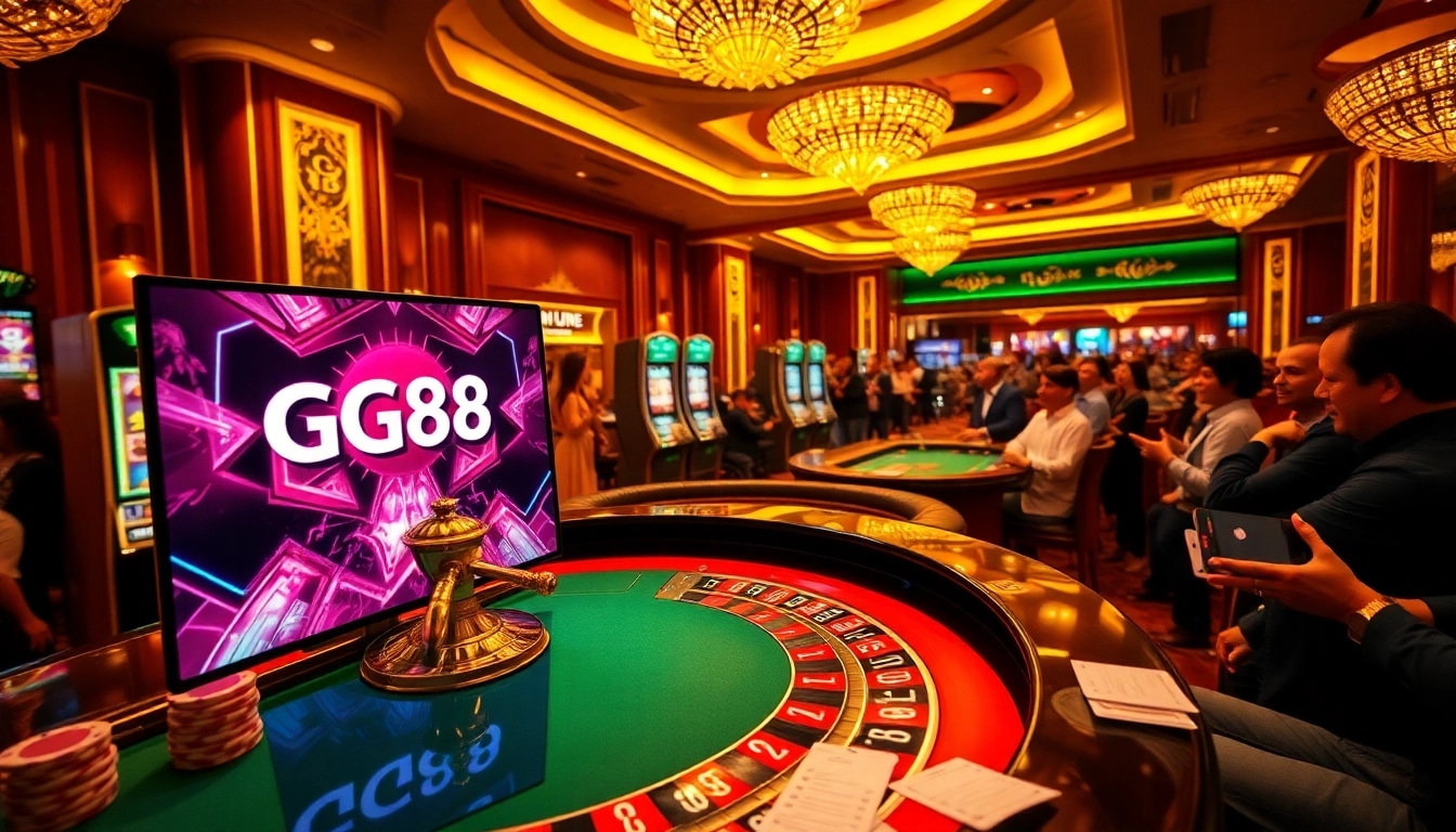 Exciting gameplay at GG88 as players engage with a dynamic roulette table in a luxurious casino setting.
