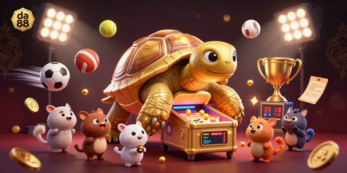 Experience the thrill of da 88 with a vibrant 3D casino scene filled with dynamic sports betting elements.