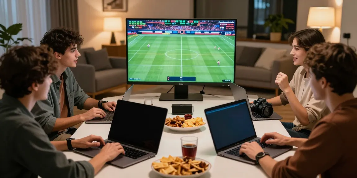 Online sports betting group engaging with live events at https://uk88win.org/ in a lively setting.