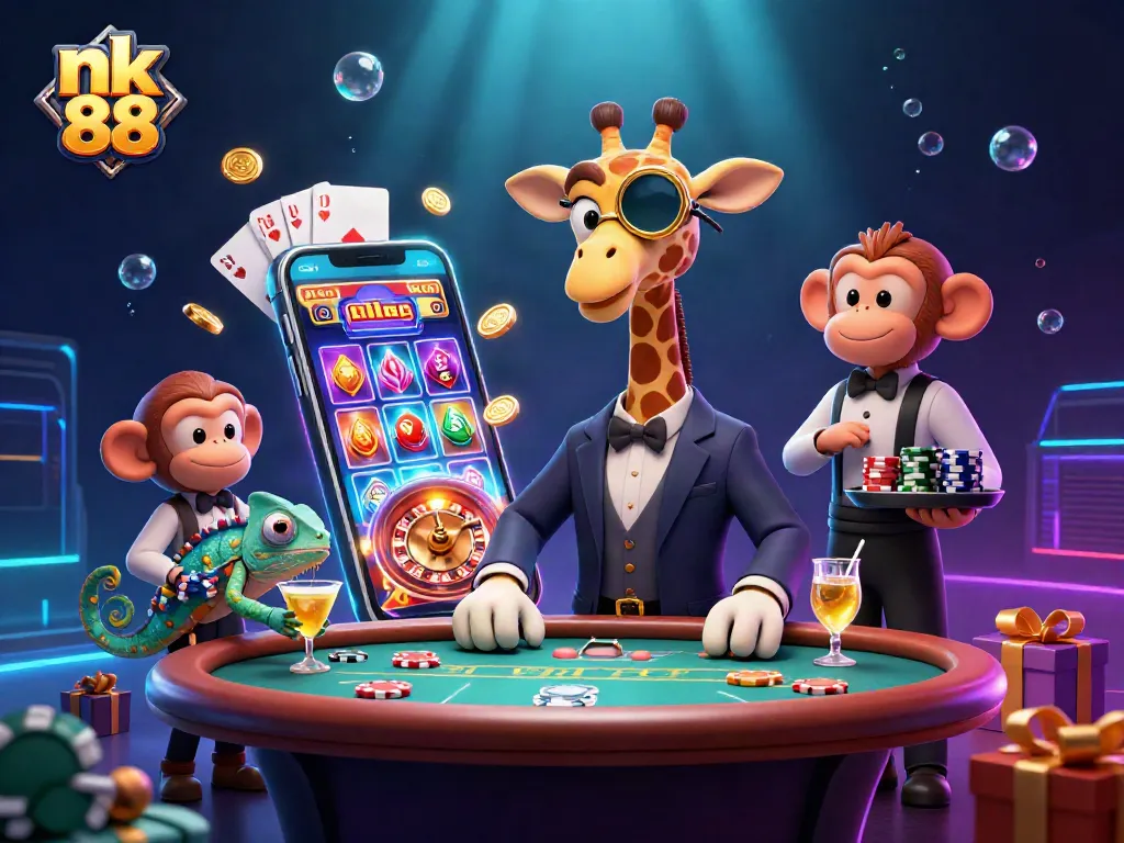 Join the excitement at nk 88 with our vibrant online casino, featuring a high-roller giraffe!