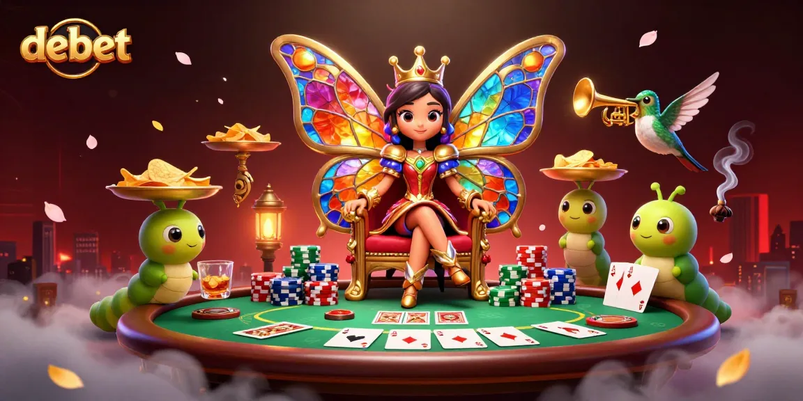 Experience the thrill of debet in this vibrant 3D casino illustration featuring poker excitement and enchanting characters.