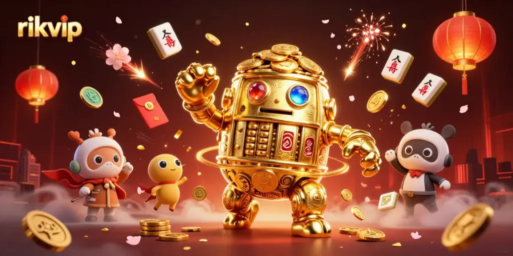 Experience thrilling gameplay at rikvip with golden golems and vibrant casino elements