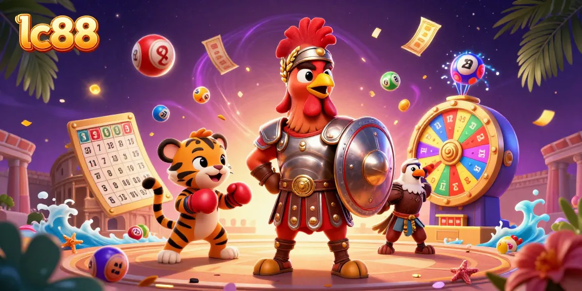 Interact with the exciting lc88 casino games, featuring a dynamic 3D scene with vivid characters and elements.