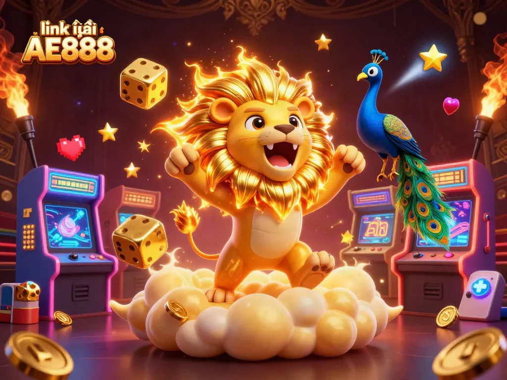 Experience excitement with link vào AE888 in this colorful digital casino scene featuring vibrant characters and elements.