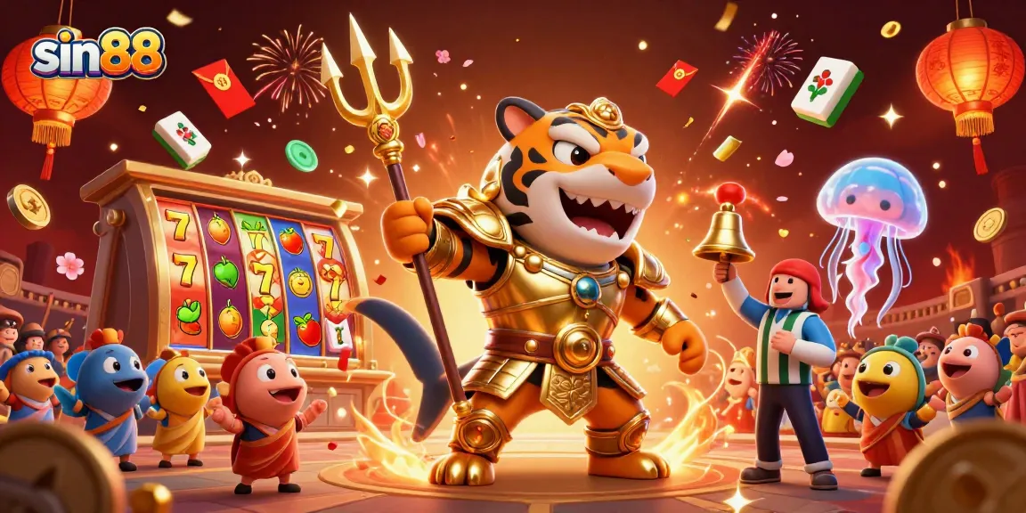 Experience the thrill of sin88 with a dynamic underwater casino illustration featuring vibrant elements and characters.