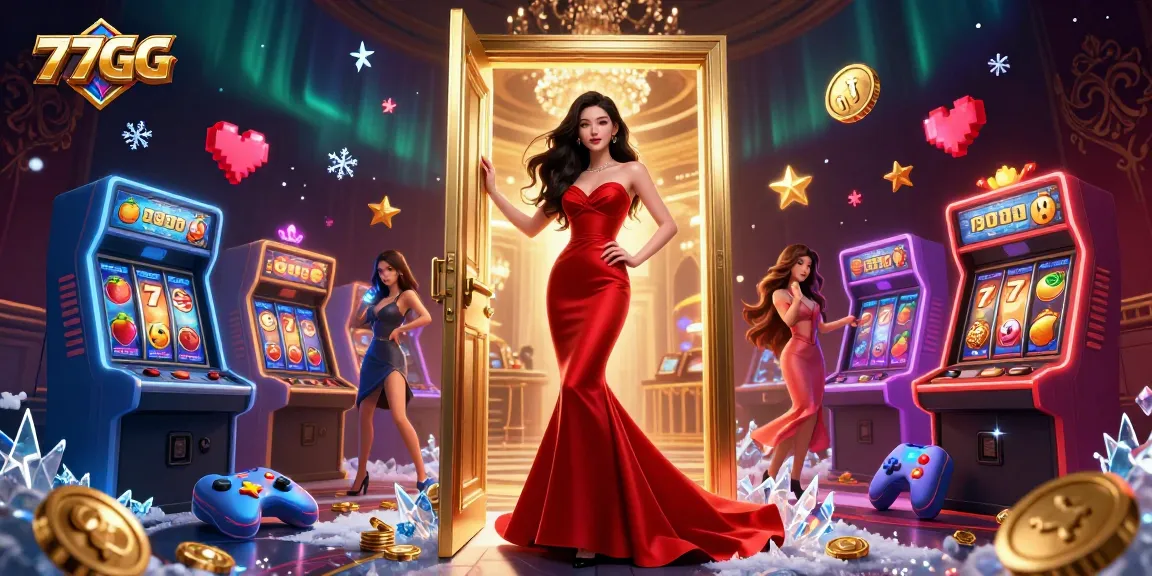 Bet, win big with 77GG in a vibrant casino scene filled with exciting game elements.