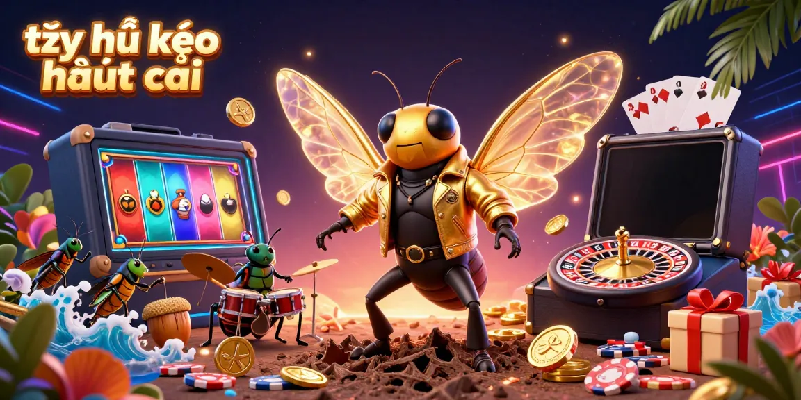 Experience the vibrant energy of tỷ lệ kèo nhà cái with a cartoon rockstar emerging in a dynamic casino scene.