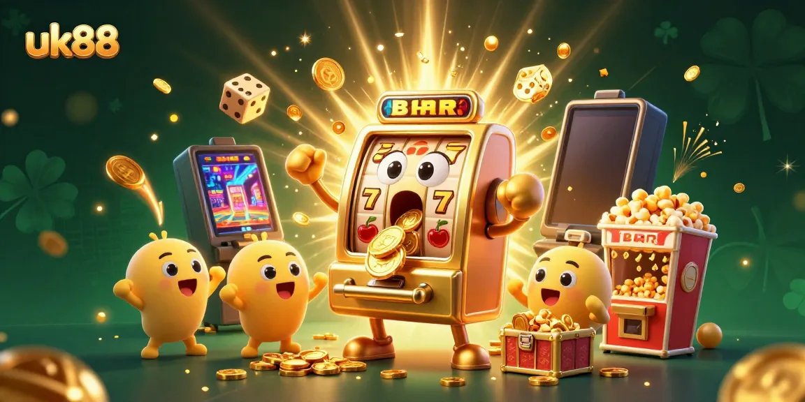 Experience the excitement of uk88 with a vibrant illustrated casino scene featuring jackpot celebrations and colorful game elements.