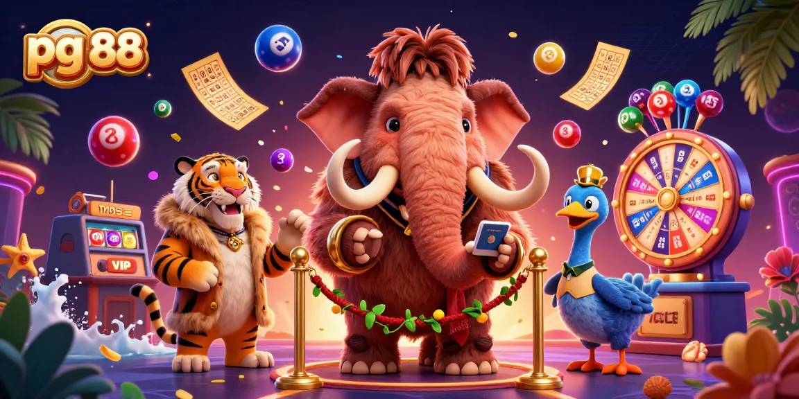 Experience the excitement of pg 88 with vibrant lottery themed characters and a dynamic casino atmosphere.