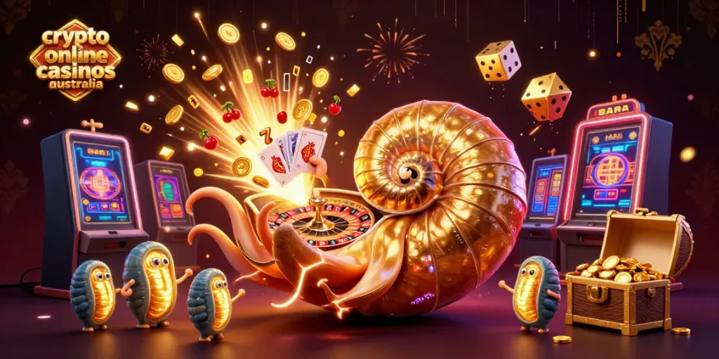 Engaging scene showing the best crypto online casinos australia with vibrant gaming elements and characters.