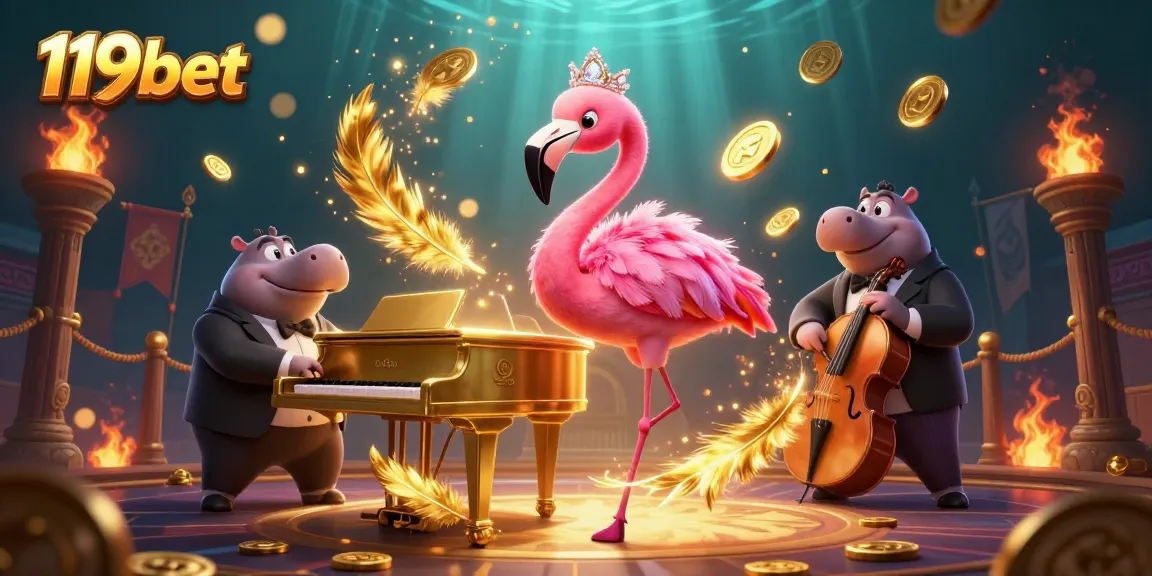 Experience thrilling games at 119bet with vibrant casino atmosphere and joyful characters.