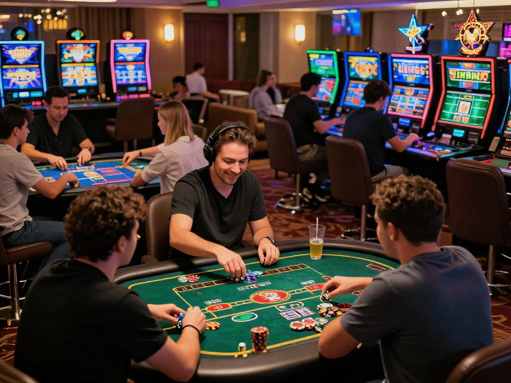 GEM88 online casino scene with players enjoying live games and slots