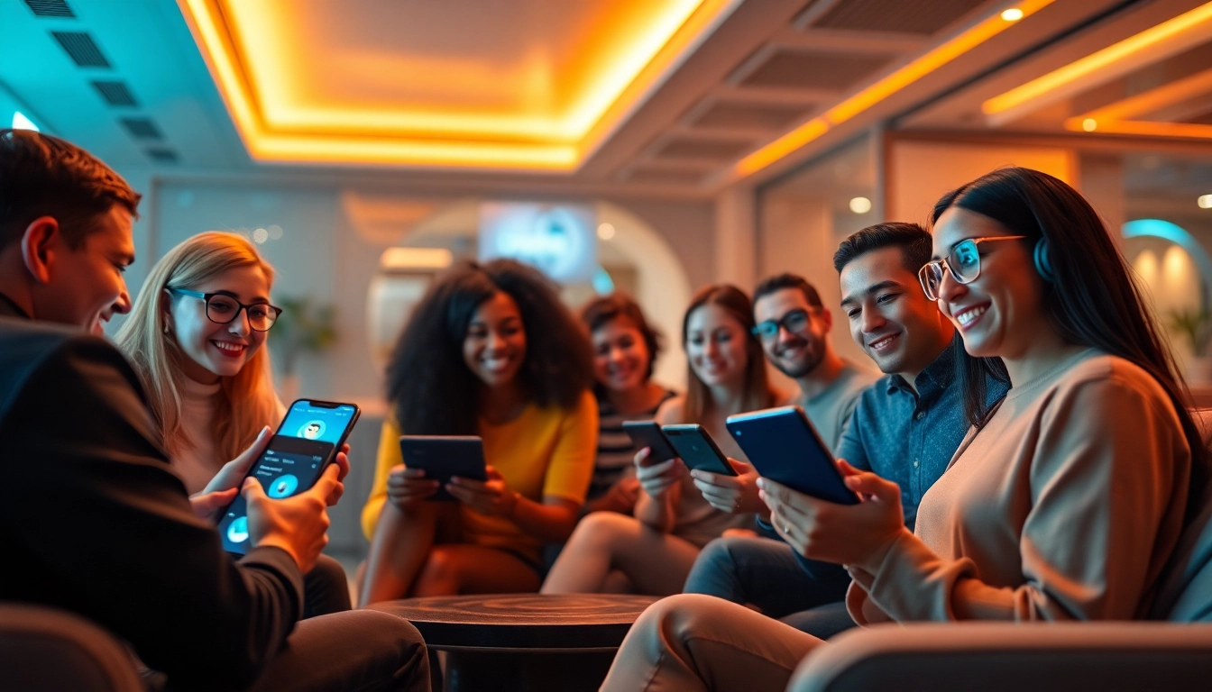 Engaging AI conversation experience through Crushon, showcasing diverse users interacting with digital chatbots.