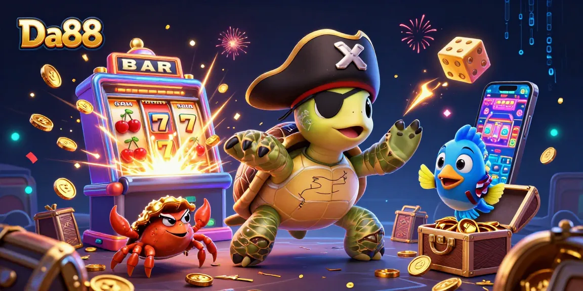 Engage with Da88 and experience the thrill of a casino jackpot adventure illustrated with characters and vivid game elements.