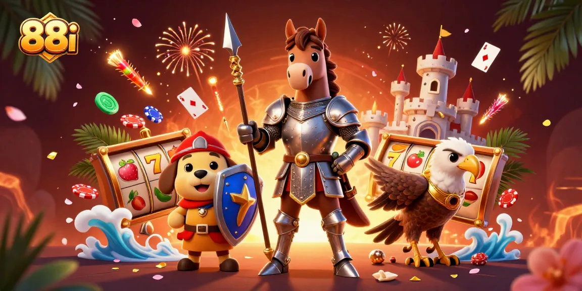 Play exciting casino games at 88i with a knight, a puppy, and a falcon bringing luck.