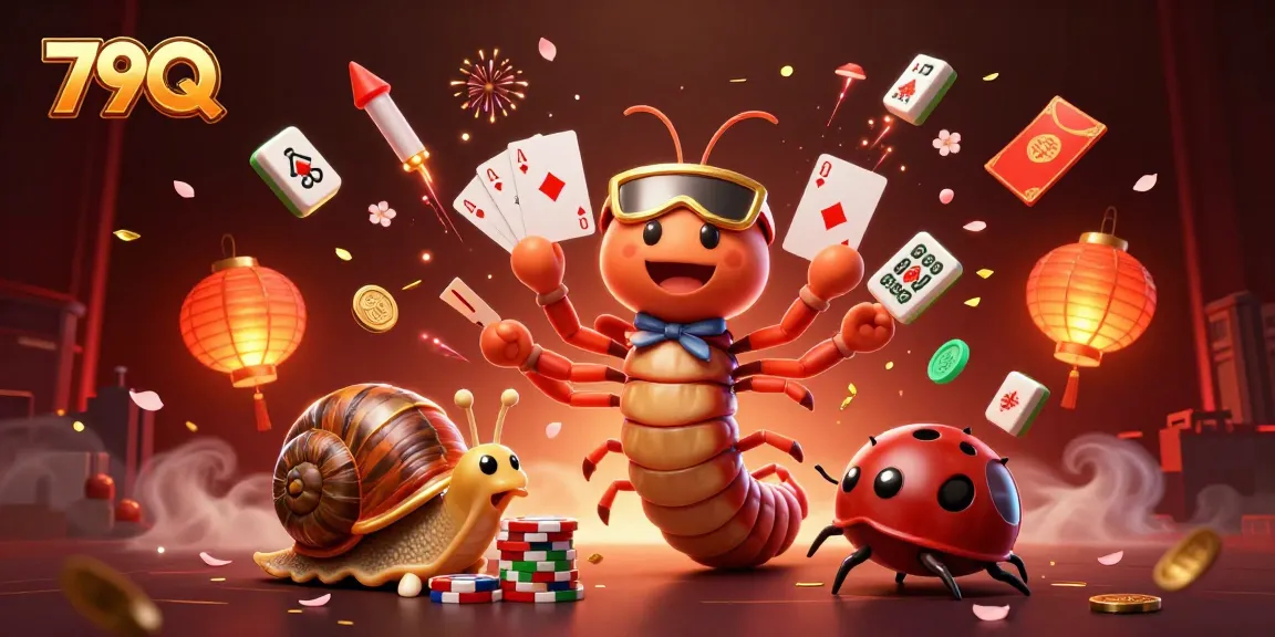 Engage in thrilling gameplay at 79Q with a millipede dealer fanning cards and a high-roller snail.