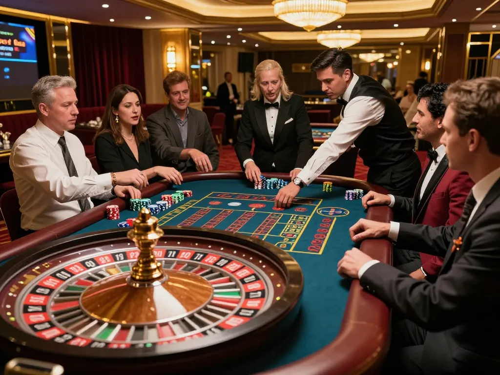 Experience the excitement of gk888 roulette gameplay in a luxurious casino atmosphere with players engaged.