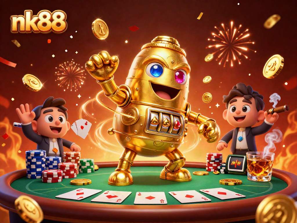 Engage with the thrilling world of nk88 casino gaming featuring a dynamic golden golem.