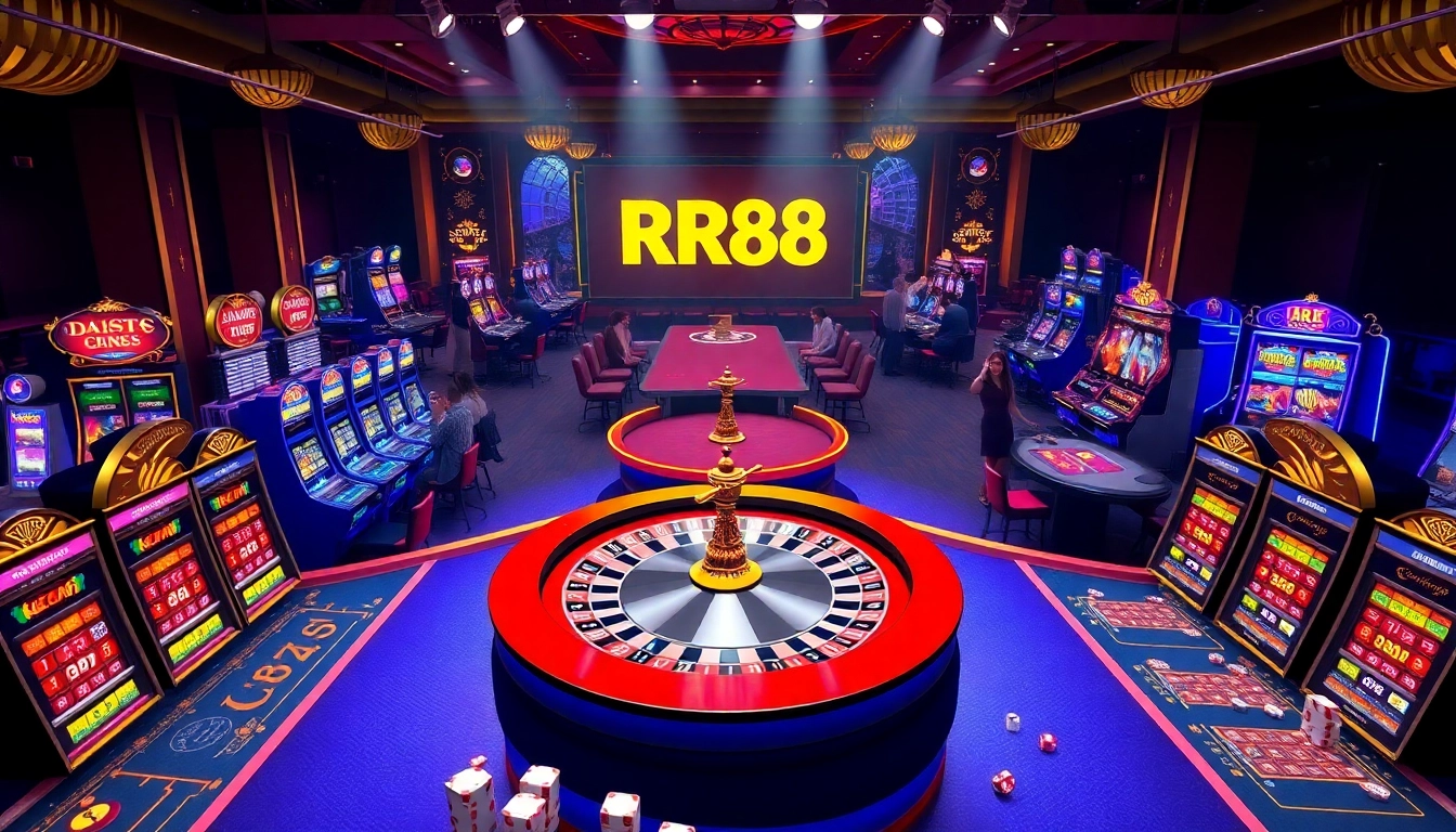 RR88 offers thrilling casino experiences with vibrant tables, slot machines, and roulette.