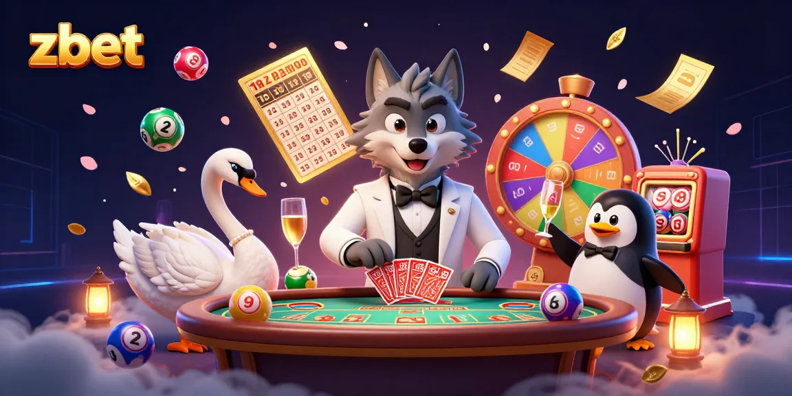 Join the excitement at zbet with colorful lottery balls, elegant characters, and engaging casino elements.