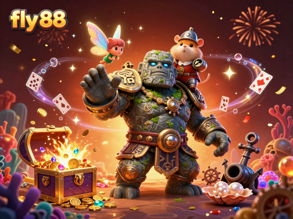 Win big at fly 88 with a vibrant scene of magical characters and exciting casino elements!