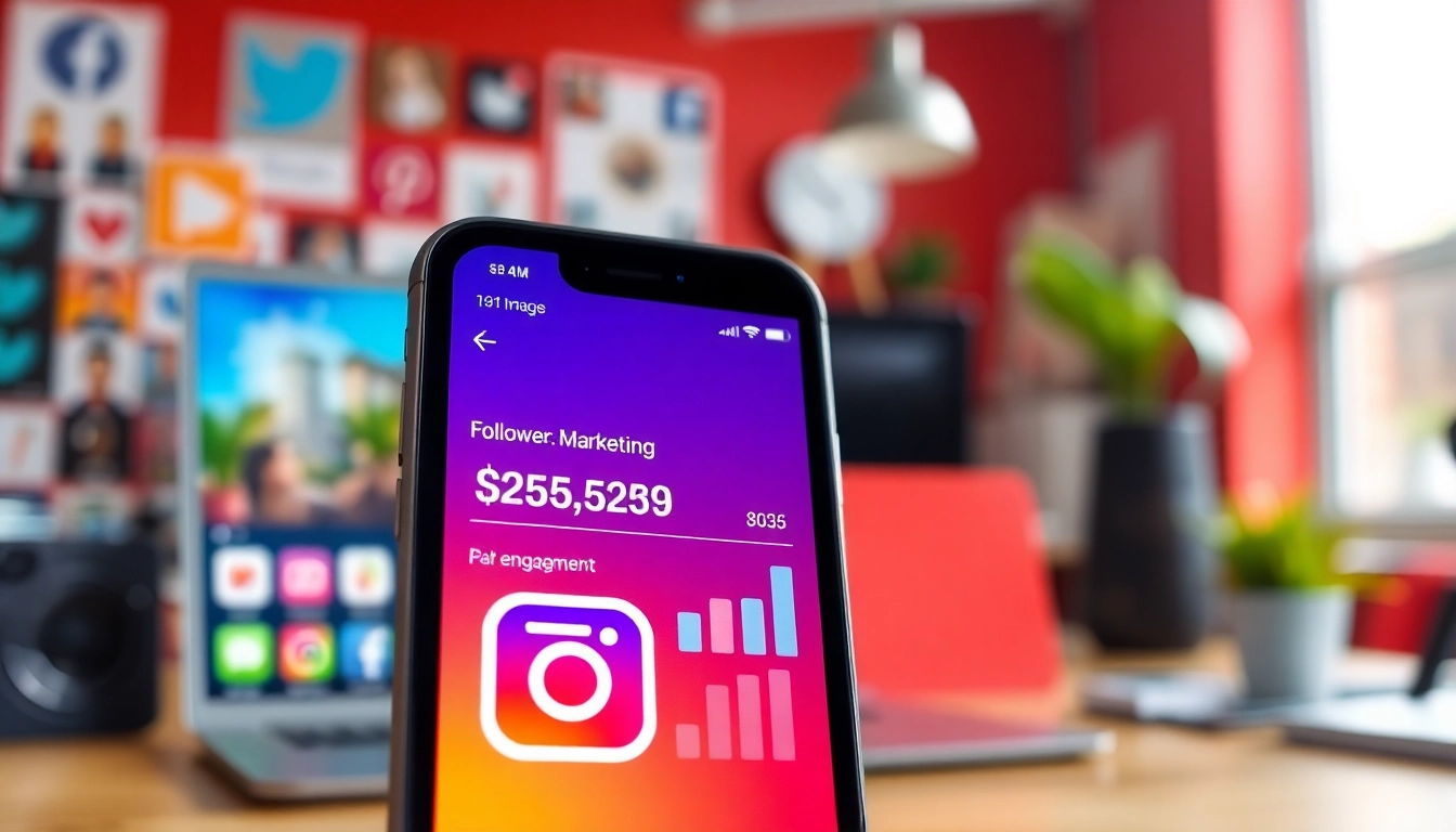 フォロワー 買う インスタを活用したマーケティングシーンのスマホが映る画像