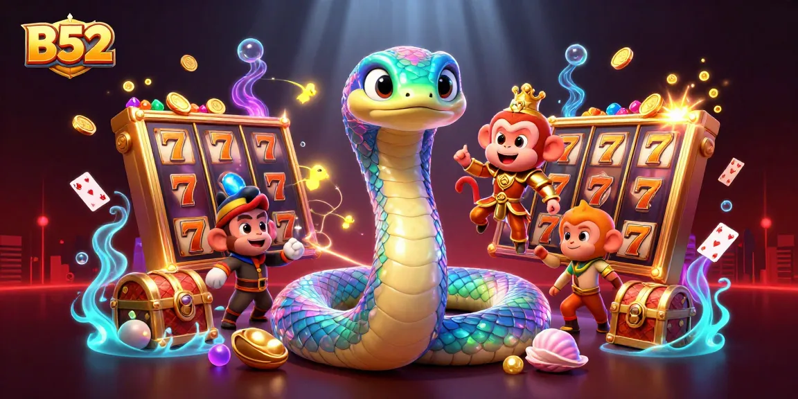 B52 Casino adventure with a vibrant scene of slot reels and golden treasures in a magical underwater world