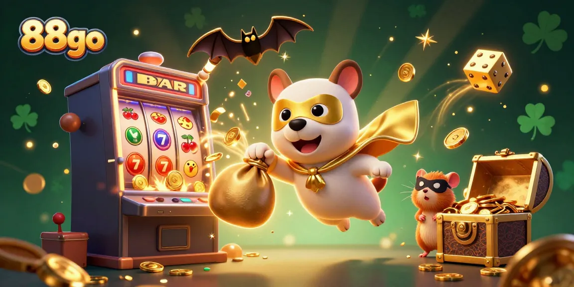 Join the action with 88go as our superhero dog soars through a vibrant casino world, earning jackpots.