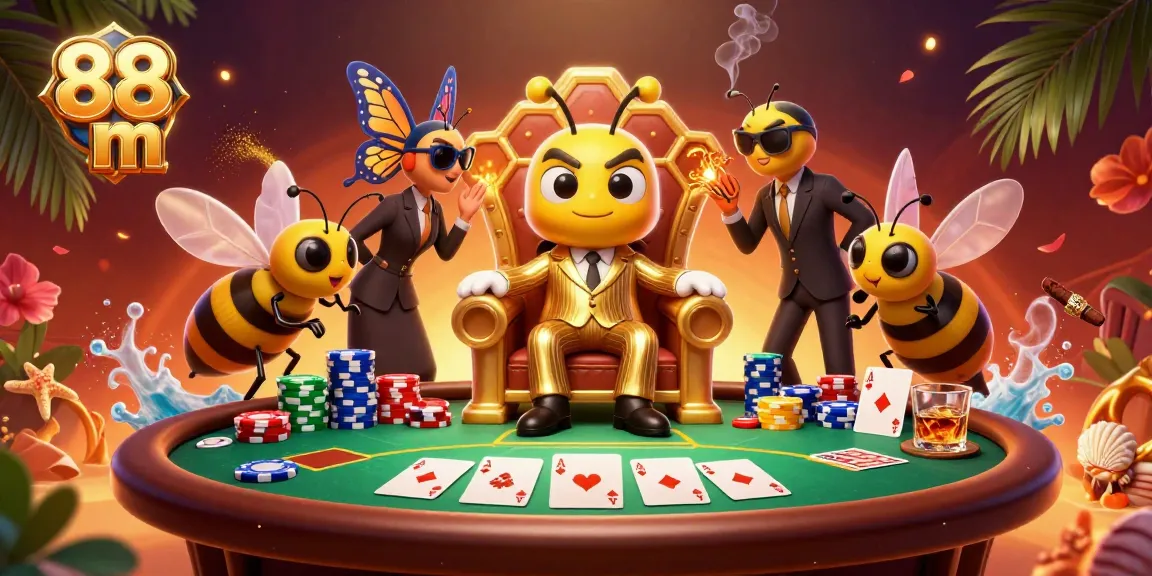 Experience action with 88 m at the poker table surrounded by vibrant game elements.