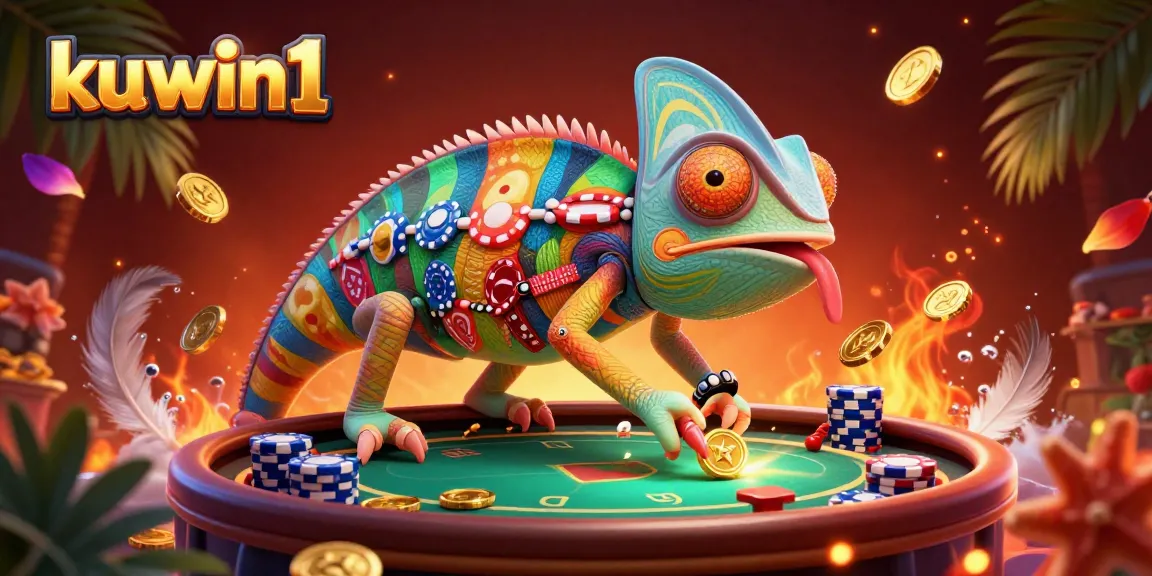 Kuwin1 chameleon casino owner engages in cockfighting action, showcasing vibrant gambling elements and lively atmosphere.