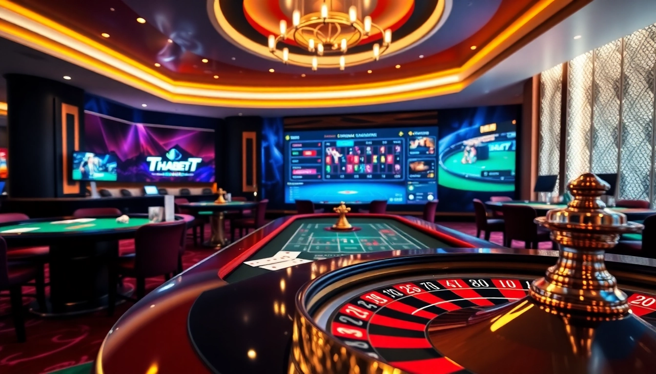 Play thrilling casino games at THABET, featuring vibrant tables and exciting betting interfaces.