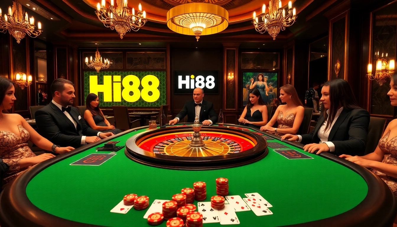 Exciting casino gameplay with Hi88 branding on a roulette table.