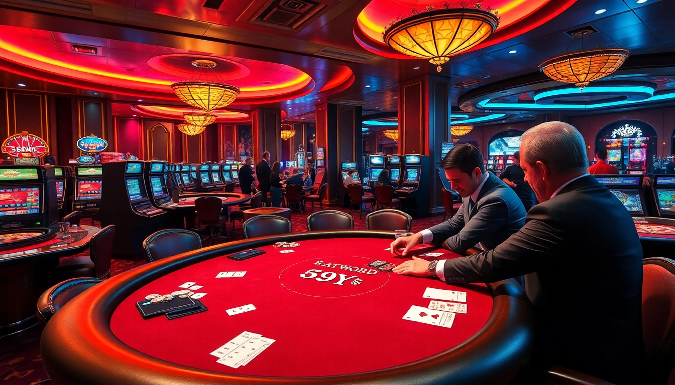 Na atmosfera empolgante de um cassino, 69Y simboliza a emoção do pôquer de altas apostas entre jogadores e cartas.