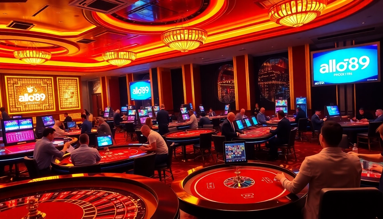 Players enjoying thrilling games at alo789 casino, experiencing excitement on an engaging gambling floor.