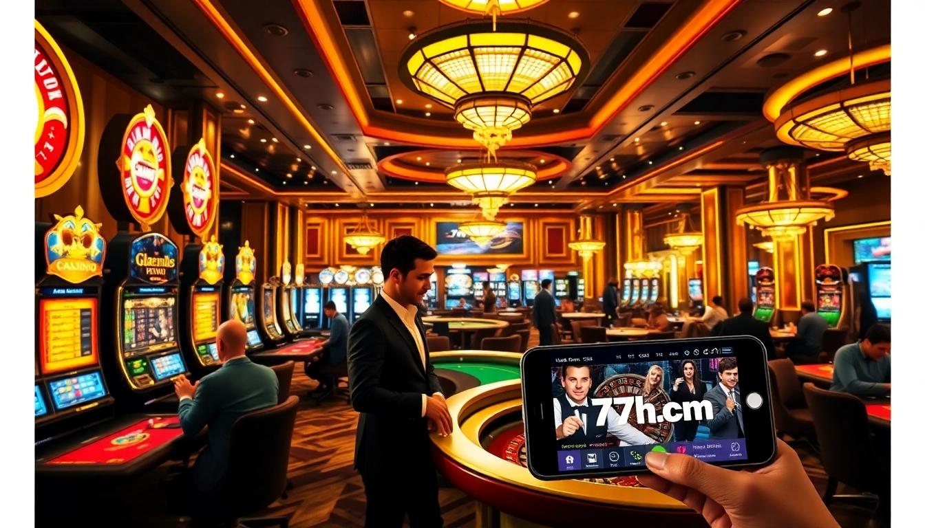 Exciting players engaging at 7hh.br.com casino tables, showcasing vibrant gambling visuals.