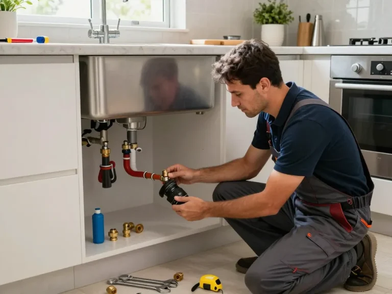 Expert plumber in São Paulo installing PEX system, showcasing quality services.
