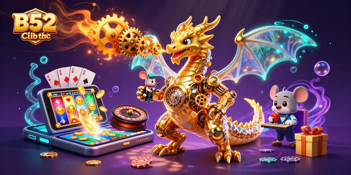 Experience excitement at B52 Club chính thức with a golden dragon and casino elements in action.