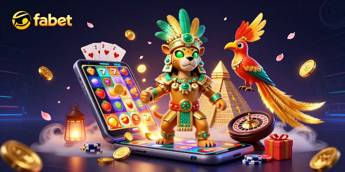 Experience vibrant gameplay with fabet, featuring a Mayan jaguar priest in a dazzling casino scene.