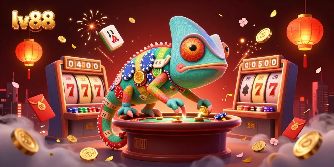 Experience the vibrant action at lv88 casino with an engaging chameleon theme illustration.