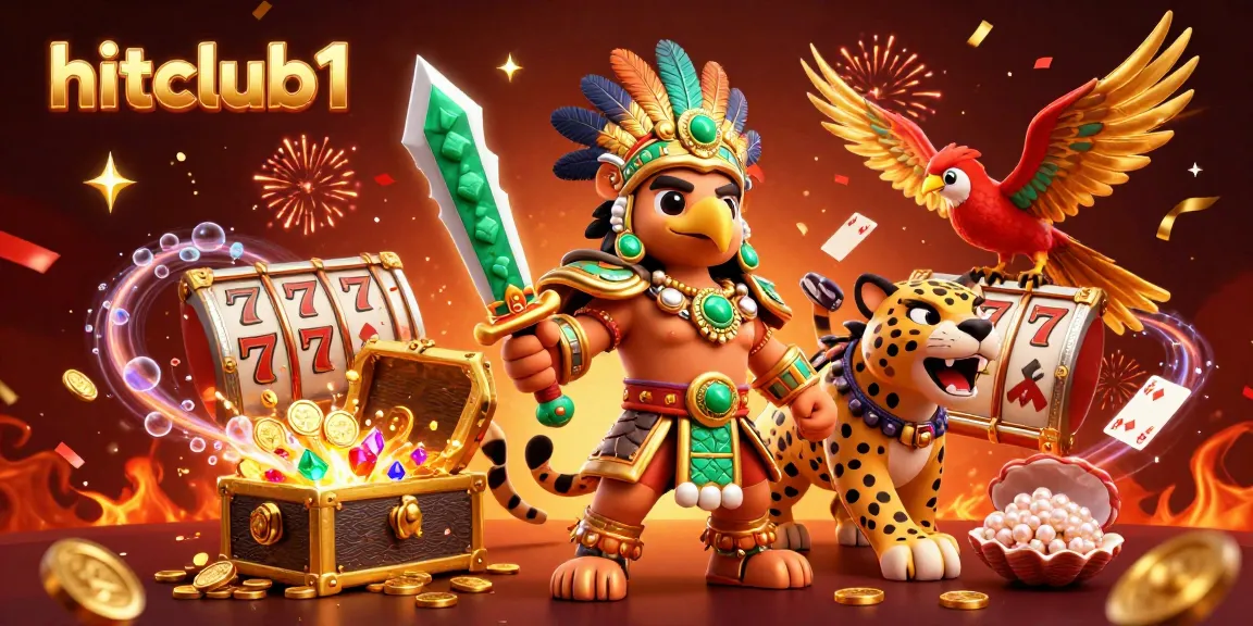 Experience the excitement of hitclub1 with a vibrant rendering featuring an Aztec warrior and thrilling casino elements.