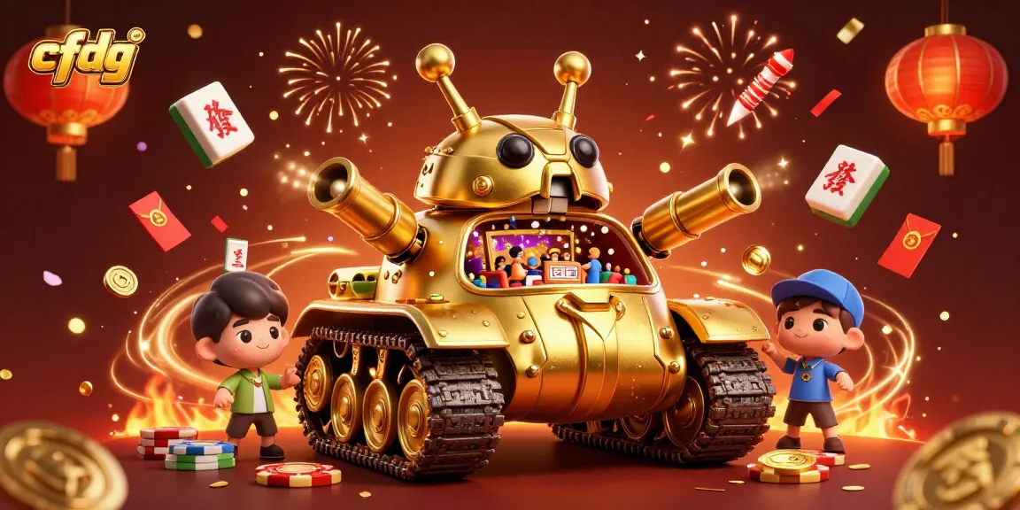 Engage with cfdg's exciting gaming experience featuring a golden beetle tank casino scene filled with vibrant elements.