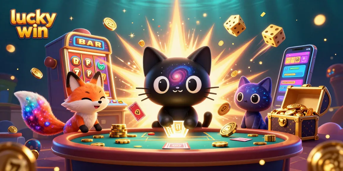 Experience lucky win fun with a vibrant cosmic casino scene featuring unique characters and thrilling game elements.
